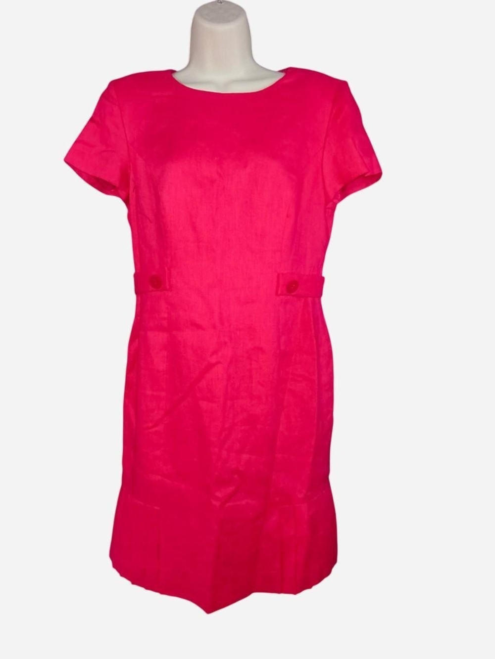 Talbots Hot Pink Short Sleeve Shift Dress with Waist Tabs